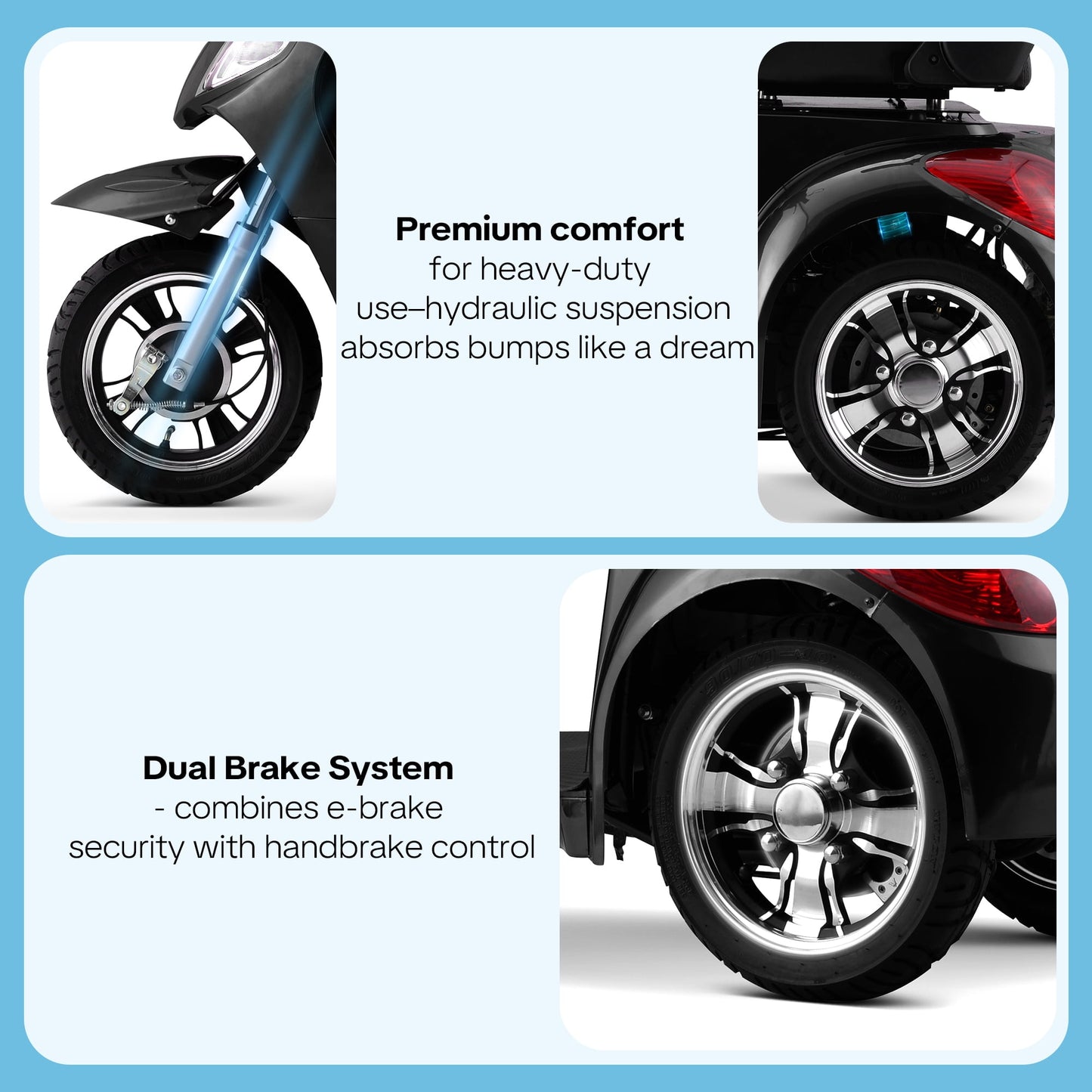 New & Improved 3-Wheel Mobility Scooter for Adults & Seniors - 500 lb Heavy Duty Capacity,31-Mile Range,800W Power for Outdoor Use by Arshin,All-Day Riding,Easy to Use(Black)