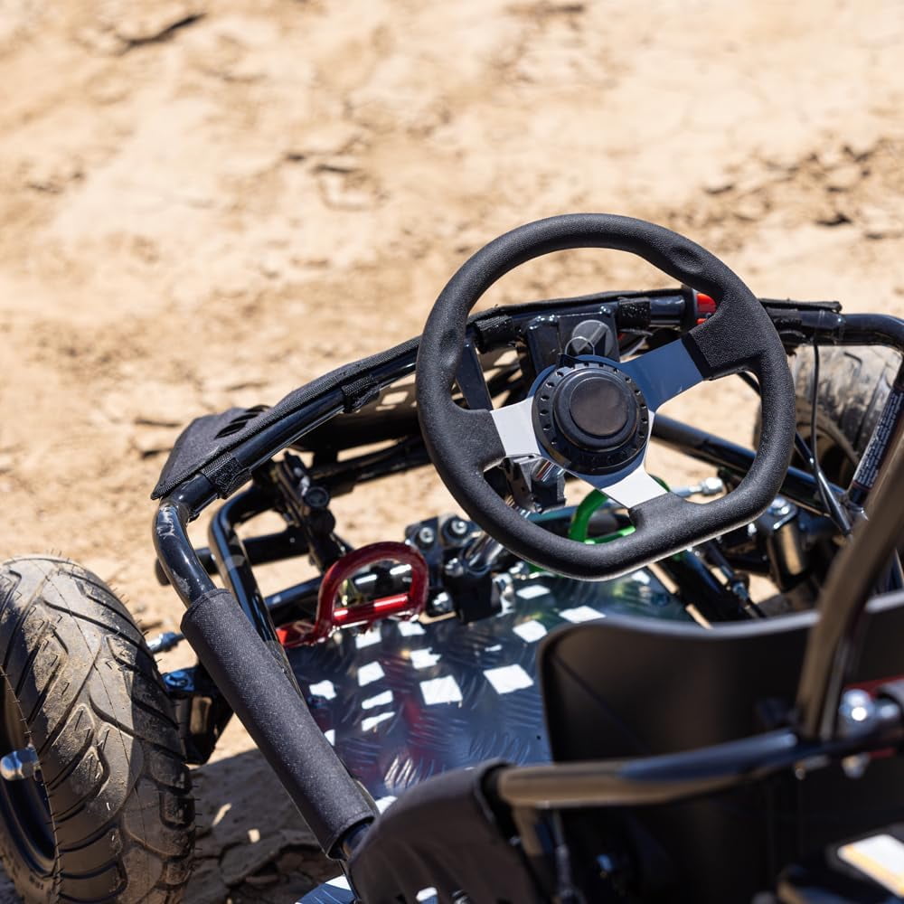 QEASET 79cc 1-Seater Gasoline Go-Kart, 4-Stroke 2.5HP, 13" Front and Rear All Terrain Tires(Black)