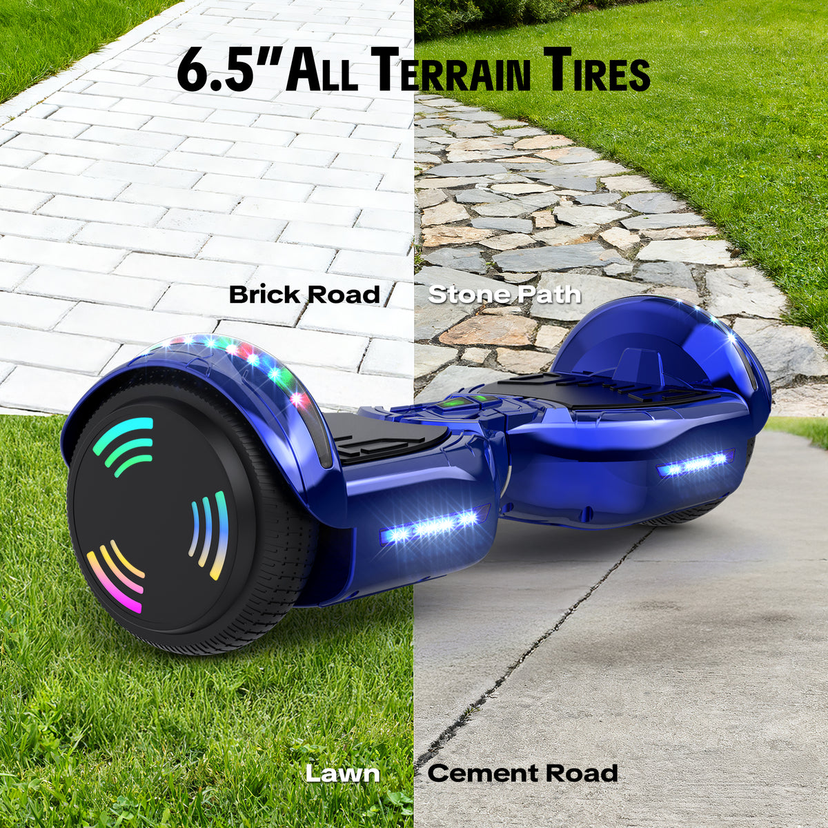 Mosta Hover Electric Scooter Board for Kids & Adults, All Terrain Self-Balance Scooter with Bluetooth and Led Lights,6.5 inch,165 lbs capacity,LED Light,Perfect Gift
