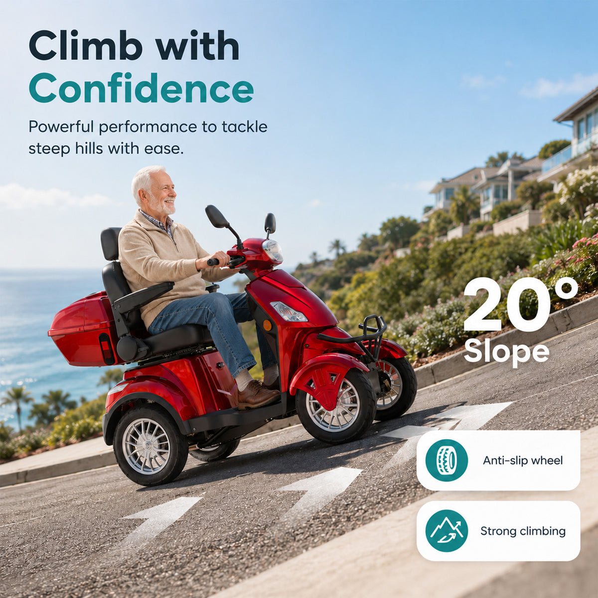 LiltJan Electric Mobility Scooter for Adults Seniors, Heavy Duty 4 Wheel All Terrain Scooter with 800W Brushless Motor, 500 lbs Capacity, 31 Miles Range, 15 MPH Adjustable Speed, Full Suspension