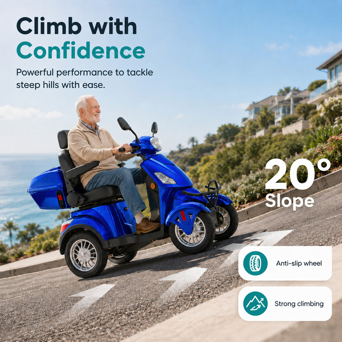 LiltJan Electric Mobility Scooter for Adults Seniors, Heavy Duty 4 Wheel All Terrain Scooter with 800W Brushless Motor, 500 lbs Capacity, 31 Miles Range, 15 MPH Adjustable Speed, Full Suspension