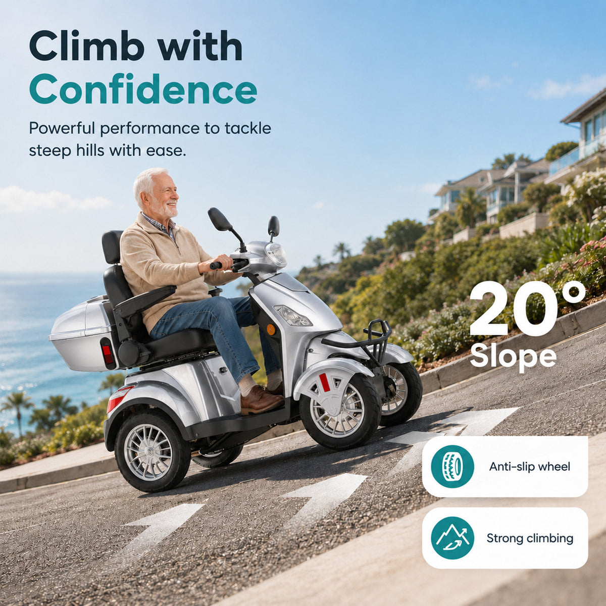LiltJan Electric Mobility Scooter for Adults Seniors, Heavy Duty 4 Wheel All Terrain Scooter with 800W Brushless Motor, 500 lbs Capacity, 31 Miles Range, 15 MPH Adjustable Speed, Full Suspension