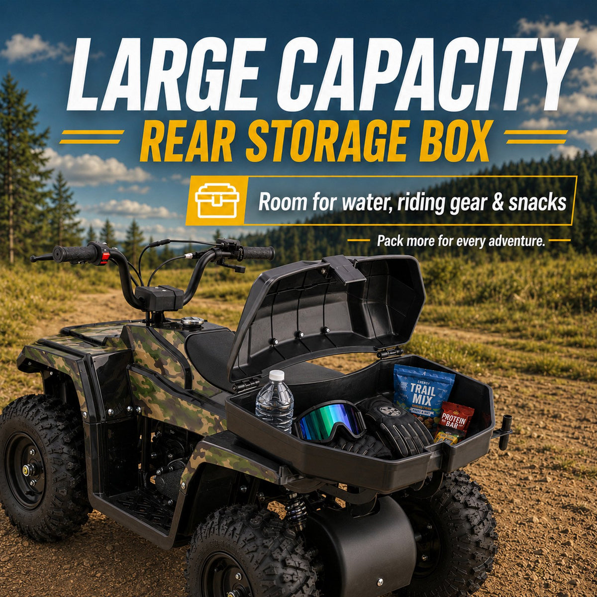 39cc Teen Gas ATV, Gas Powered 4 Wheeler for Teens 13+, 4-Stroke Beginner ATV, Up to 15 MPH, Adjustable Speed, Safety Switches, Front & Rear Brakes Green Camo