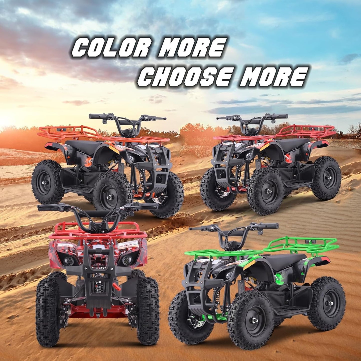 QEASET 500W 36V Battery Ride-On Off-Road 4-Wheeler – 15-Mile Range, Red