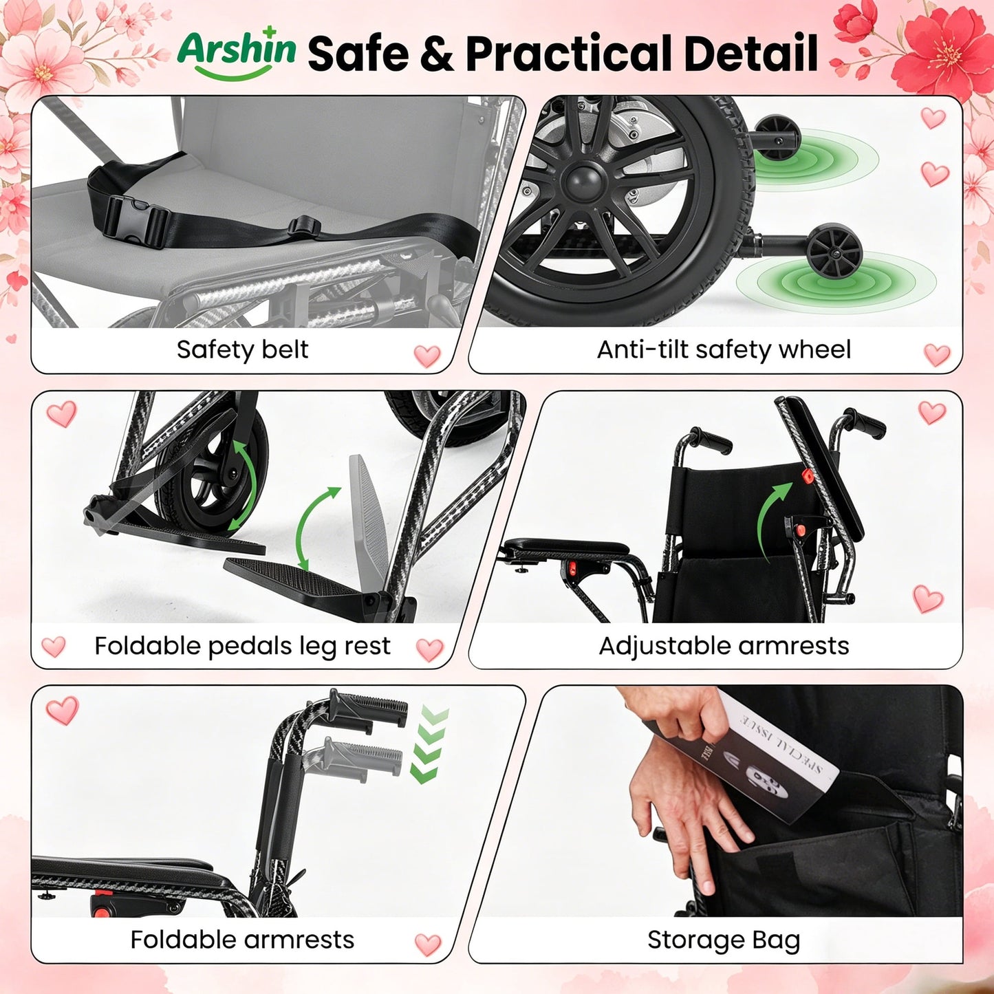 Foldable Electric Wheelchair,20+ Miles,360°Joystick,Gift for Mom on Mother's Day(Black)