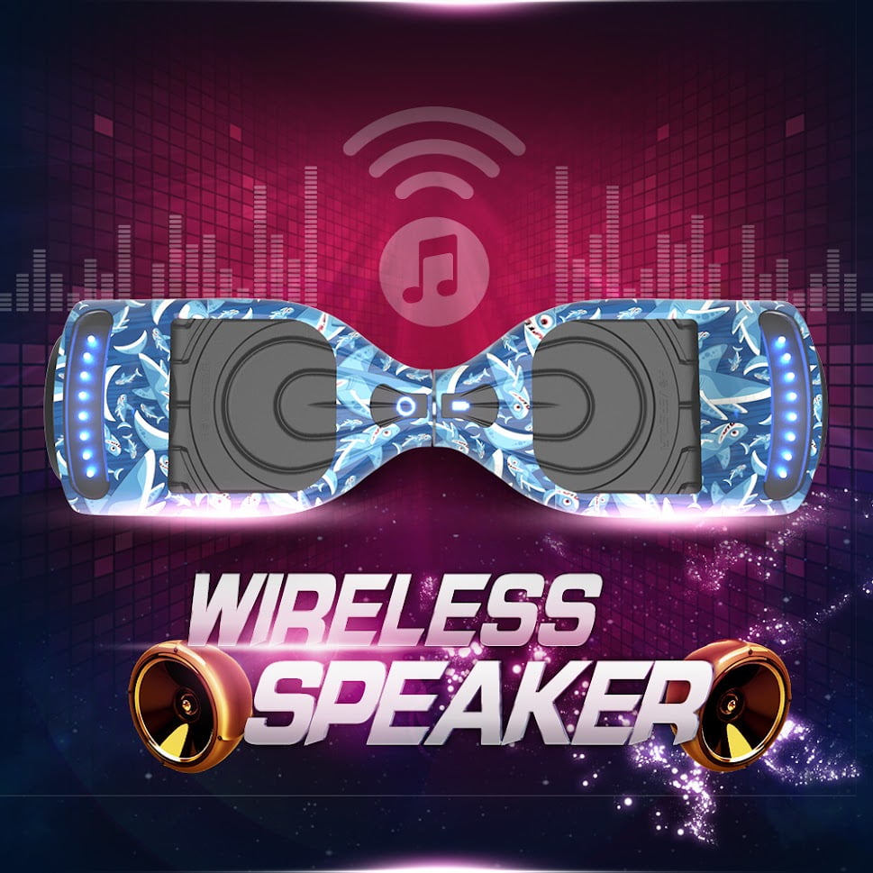 Flash Wheel Hoverboard 6.5" Bluetooth Speaker with LED Light Self Balancing Wheel Electric Scooter, Baby Shark