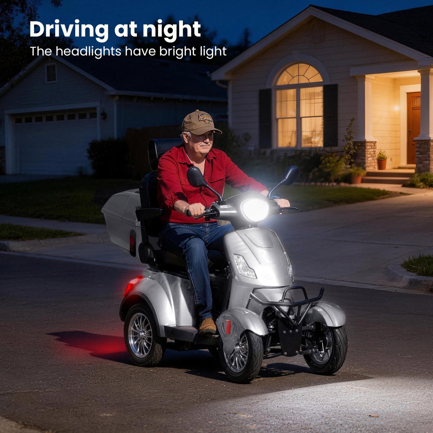 Upgrade Heavy Duty 4 Wheel Mobility Scooters for Seniors & Adults 500lbs Capacity,Arshin 800W All Terrain Fast Mobility Scooter for Travel,Electric Powered Chair,25 Miles Rang,Remote Key(Silver)