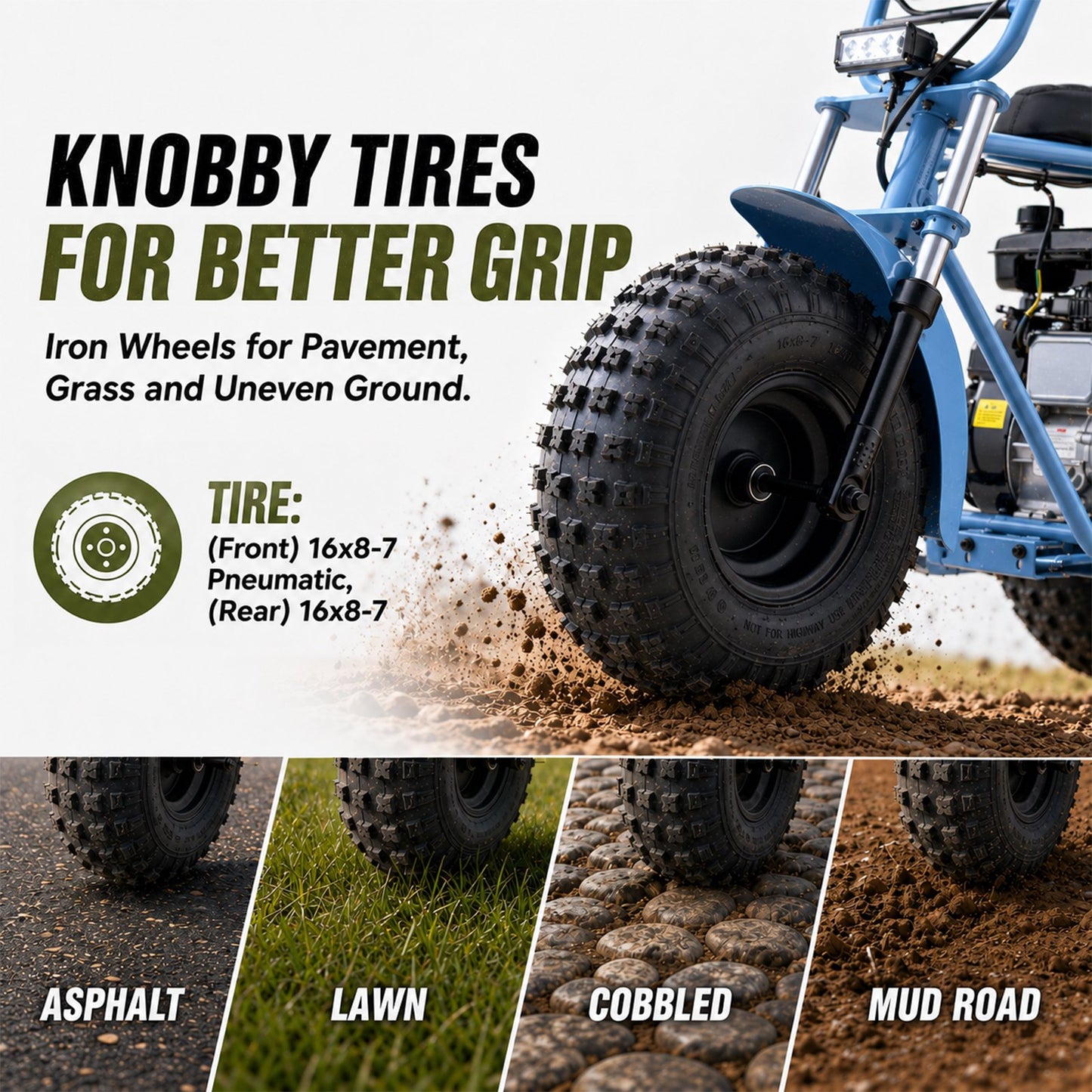 Aoemoe 105CC Dirt Bike, 30 MPH High-Speed Off-Road Motorcycle, Blue