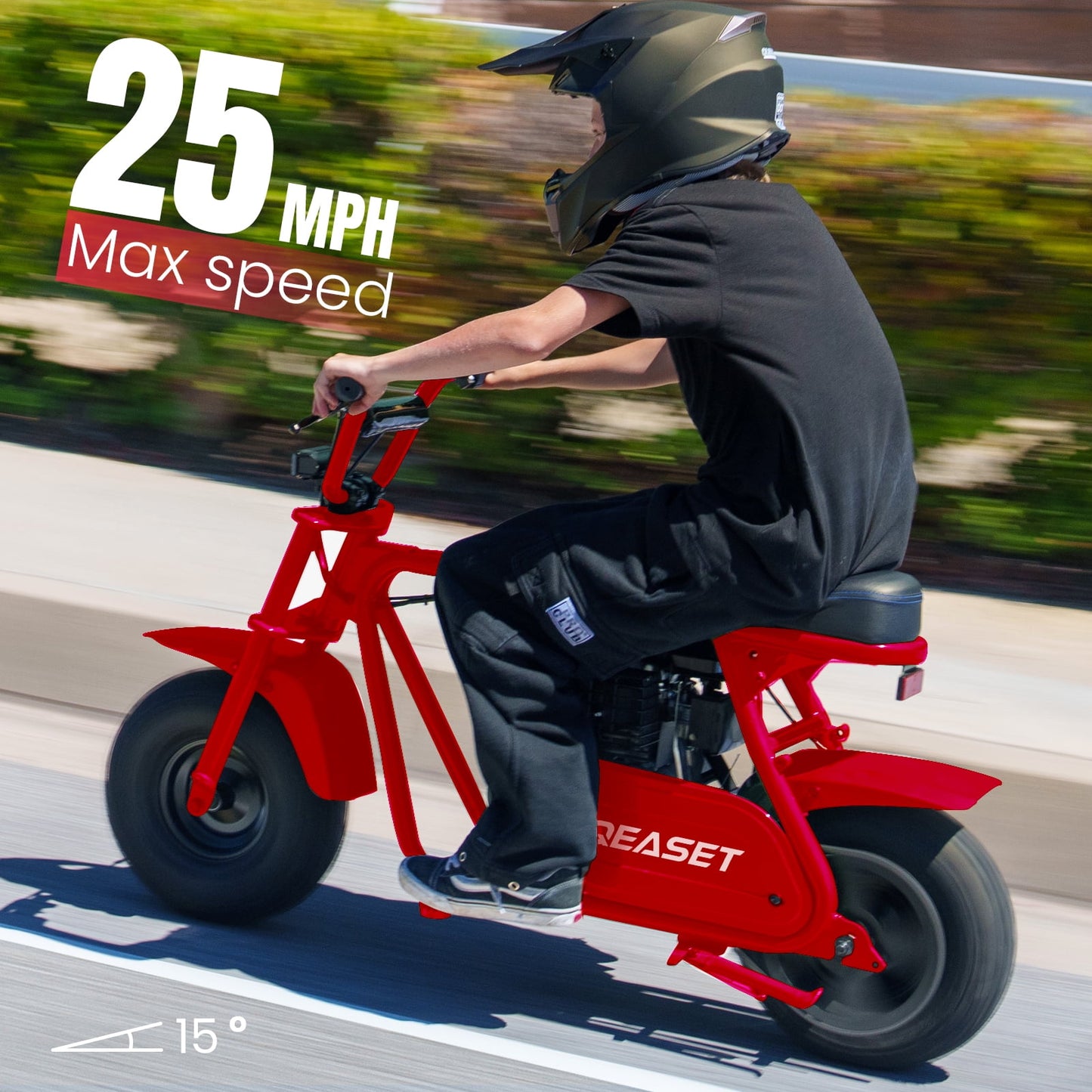 QEASET Mini Dirt Bike – 30 km/h 4-Stroke Off-Road Motorcycle for Teens & Adults,Red