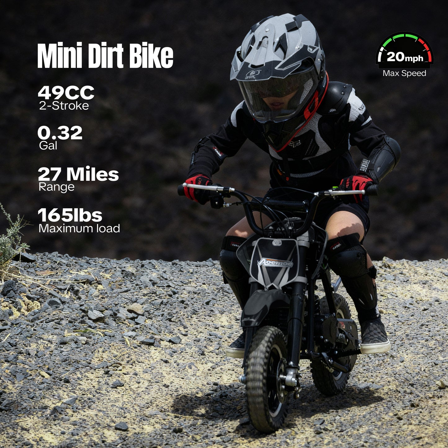 Aoemoe DB1 Gasoline 50CC Dirt Bike, BLACK
