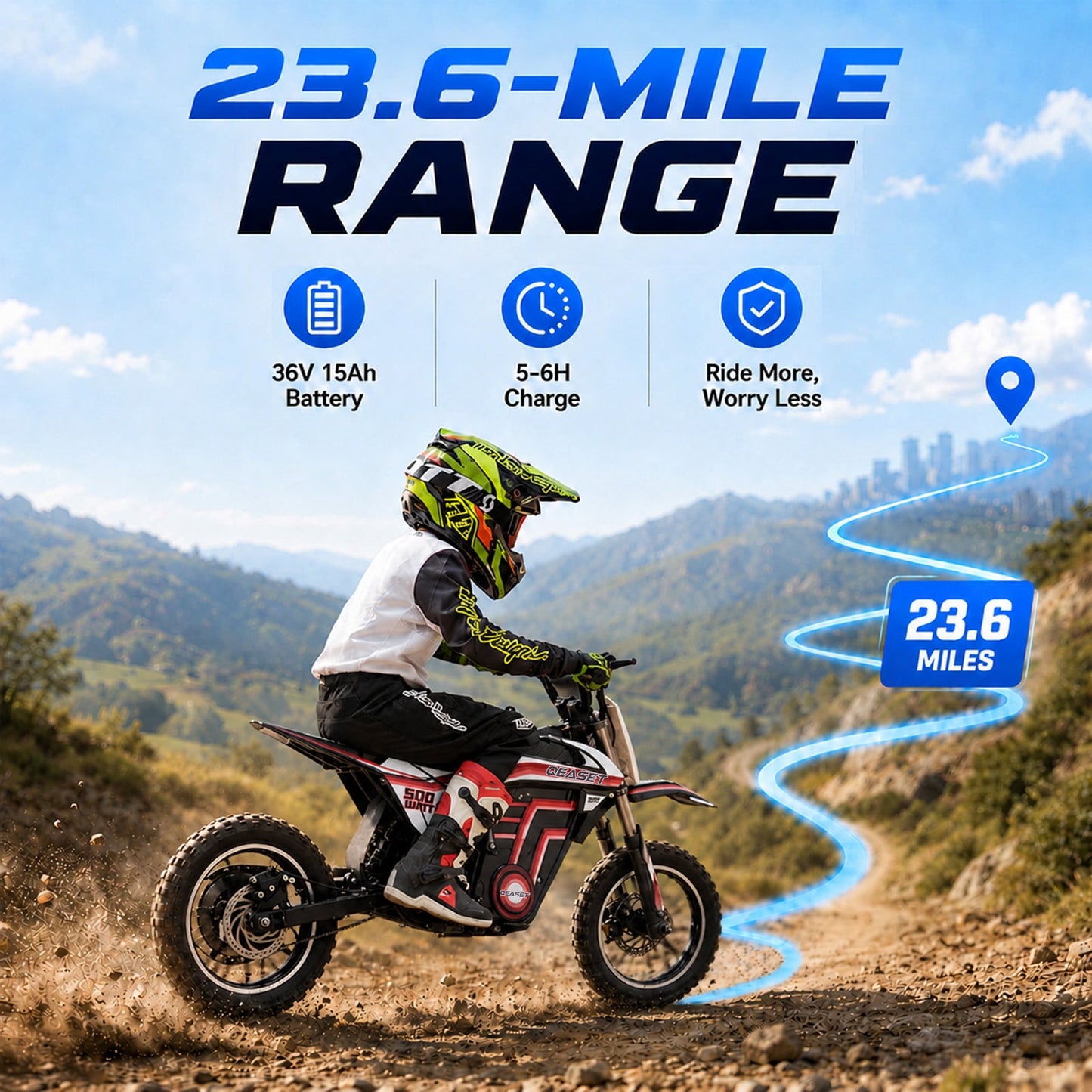 QEASET 36V Electric Dirt Bike, 500W Motorized Mini Dirt Bike with Dual Suspension, Disc Brakes, 17 MPH Max Speed, Electric Off-Road Motorcycle for Boys Girls Ages 8-14,Red