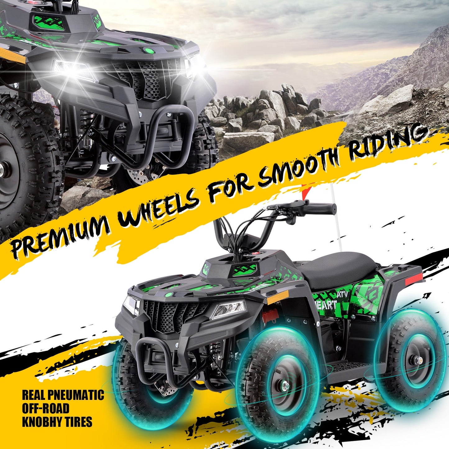 Aoemoe 36V Battery-Powered Ride-On Off-Road Buggy – 2-Speed Parent-Lock, 10-Mile Range ,Green