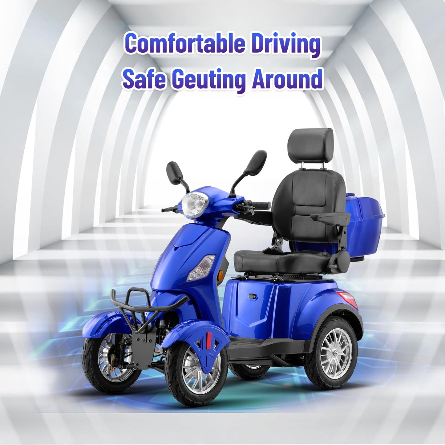 SKRT Electric Large 4 Wheel Mobility Scooters, Heavy Duty Wheelchair Device, 400 LBS Capacity for Seniors & Adults, Speed Adjust, Remote Key, Assembled In US, Receive Ready to Ride