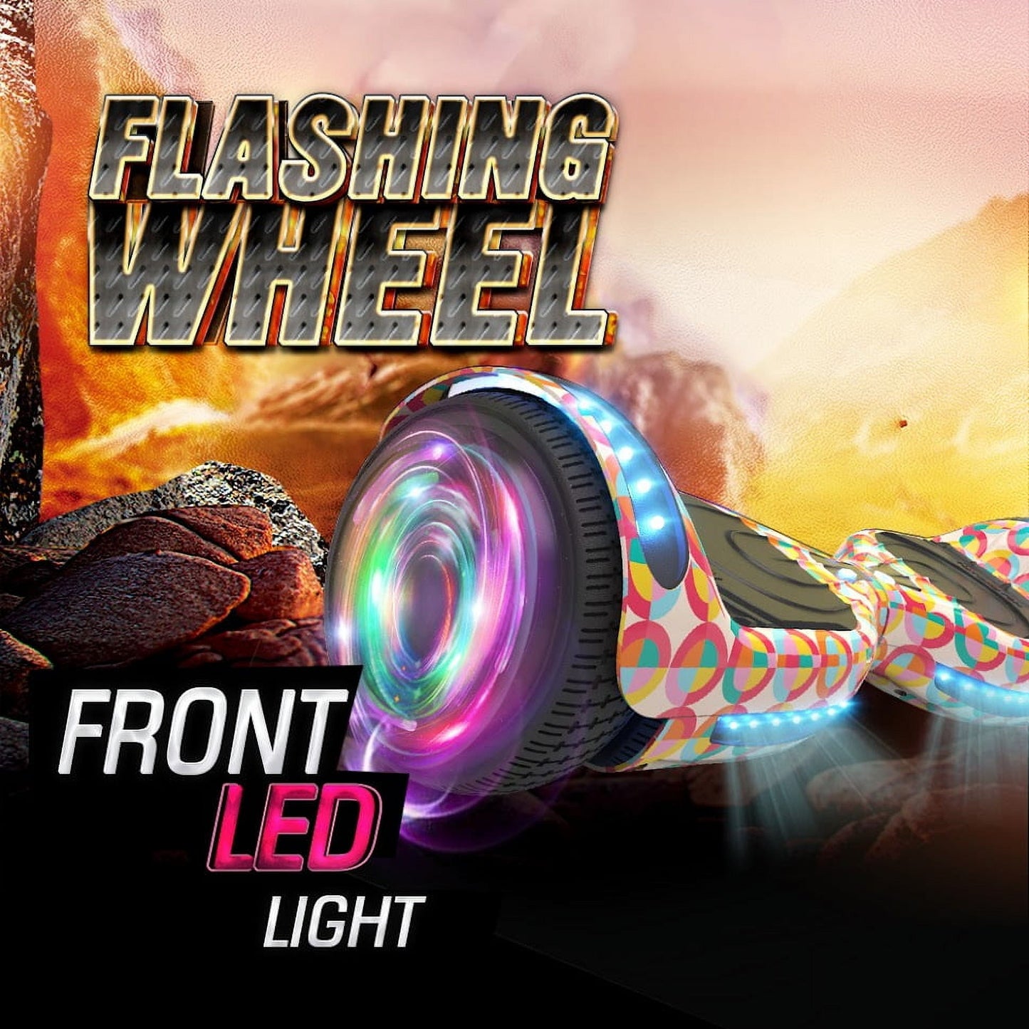 Flash Wheel Hoverboard 6.5" Bluetooth Speaker with LED Light Self Balancing Wheel Electric Scooter, Kaleidoscope