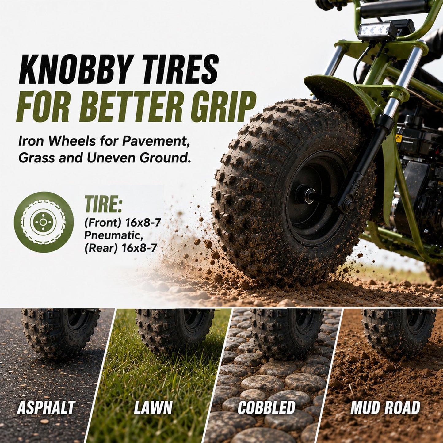 Aoemoe 105CC Dirt Bike, 30 MPH High-Speed Off-Road Motorcycle, Green