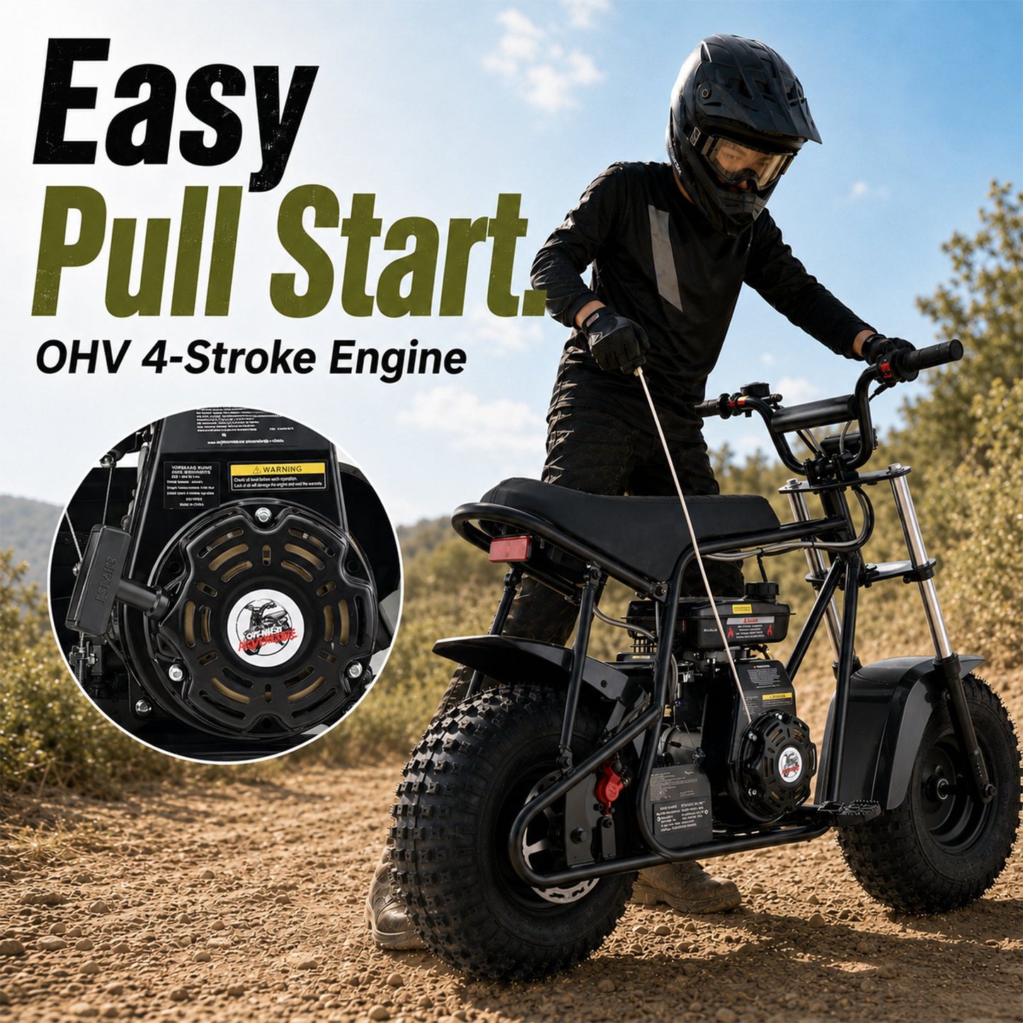 Aoemoe 105CC Dirt Bike, 30 MPH High-Speed Off-Road Motorcycle, Black