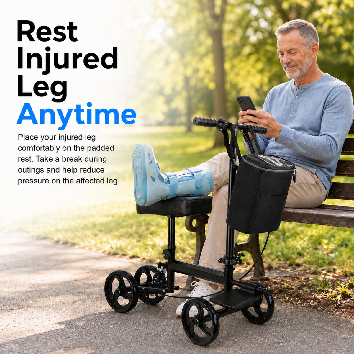 Ostrina Steerable Knee Scooter,Knee Walker Scooter for Adults with 8" Front Wheels,Foldable Knee Scooter for Foot Surgery Crutches Alternative,Purple