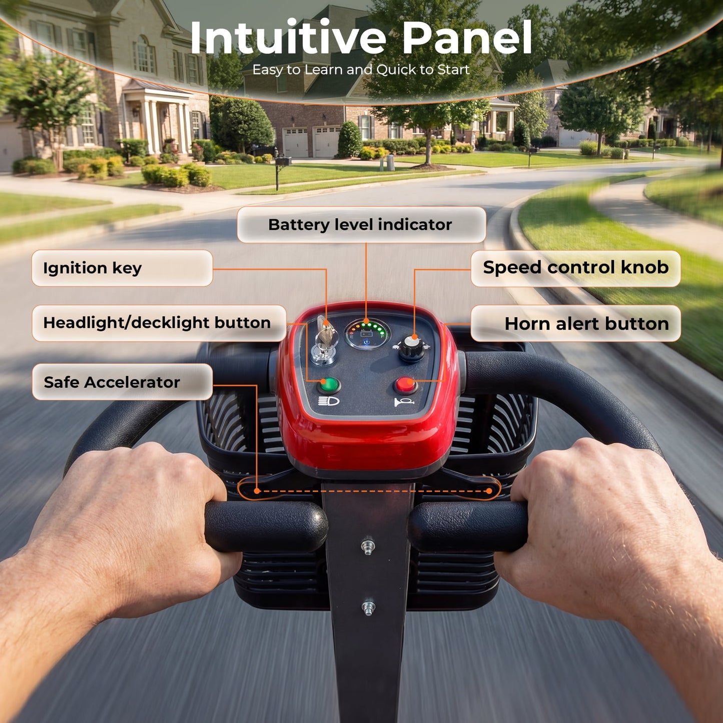 Arshin Senior-Friendly Mobility Scooter,Easy-to-Use and Lightweight Foldable,300lbs,Red
