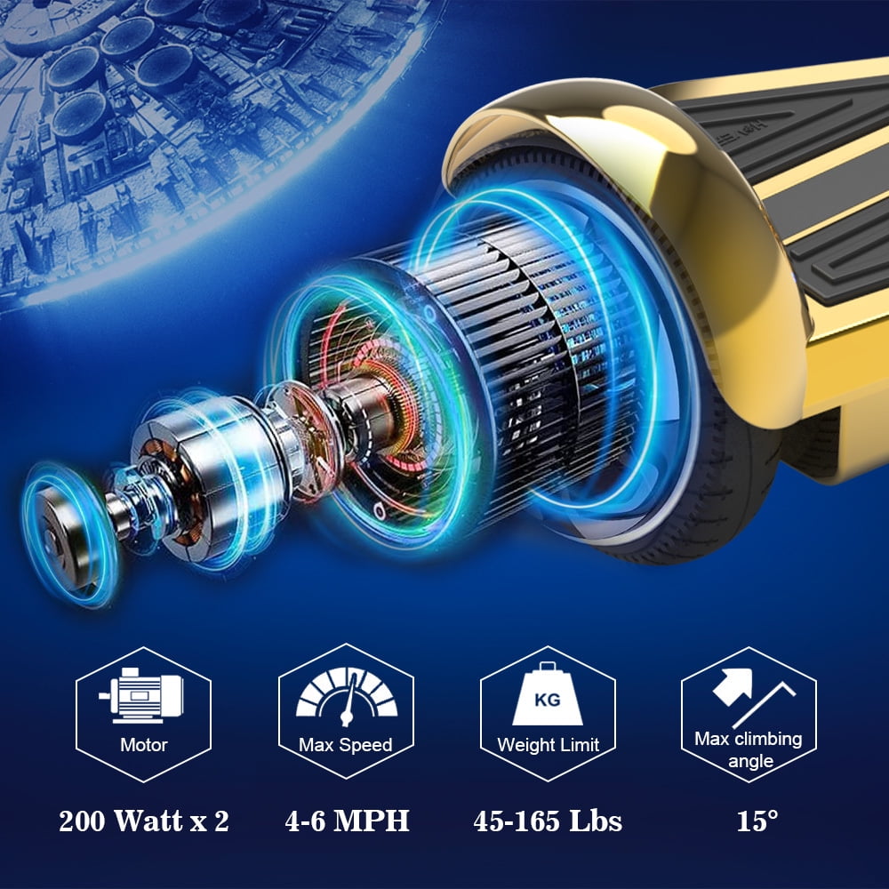 MOSTA All Terrain Self-Balance Scoote ,Electric Scooter Board for Kids & Adults with Bluetooth and Led Lights,6.5 inch,165 lbs capacity Perfect Gift