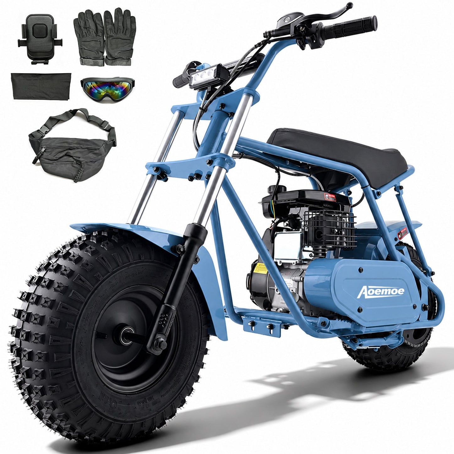 Aoemoe 105CC Dirt Bike, 30 MPH High-Speed Off-Road Motorcycle, Blue