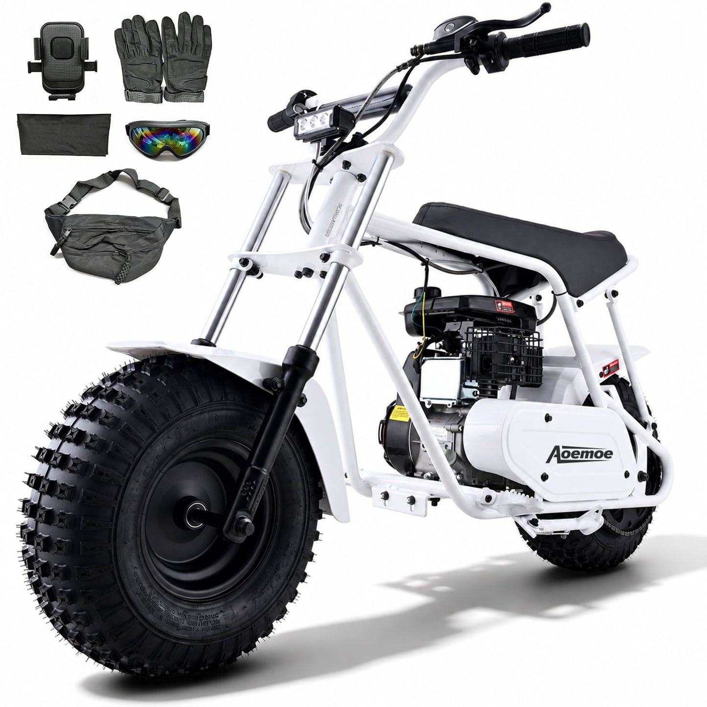 Aoemoe 105CC Dirt Bike, 30 MPH High-Speed Off-Road Motorcycle, White