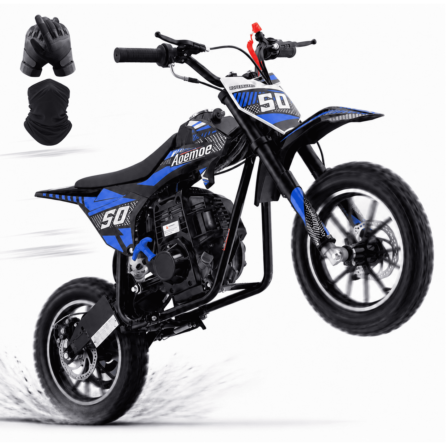 Aoemoe 39cc motor bike, 20mph gas dirt bikes for boys 8 12, Disc Brakes, Max Load 165Lbs, kids dirt bike, Blue