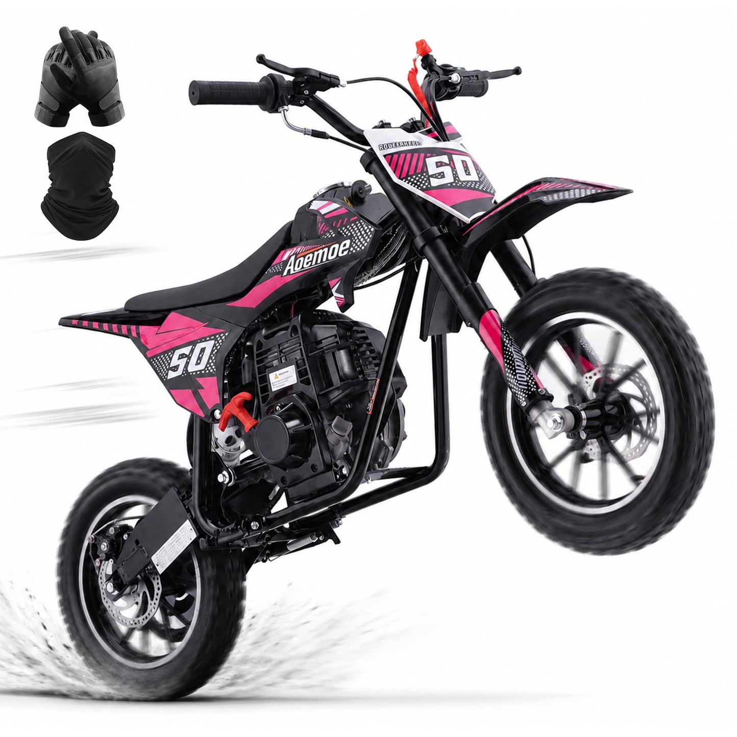 Aoemoe 39cc motor bike, 20mph gas dirt bikes for boys 8 12, Disc Brakes, Max Load 165Lbs, kids dirt bike, Pink