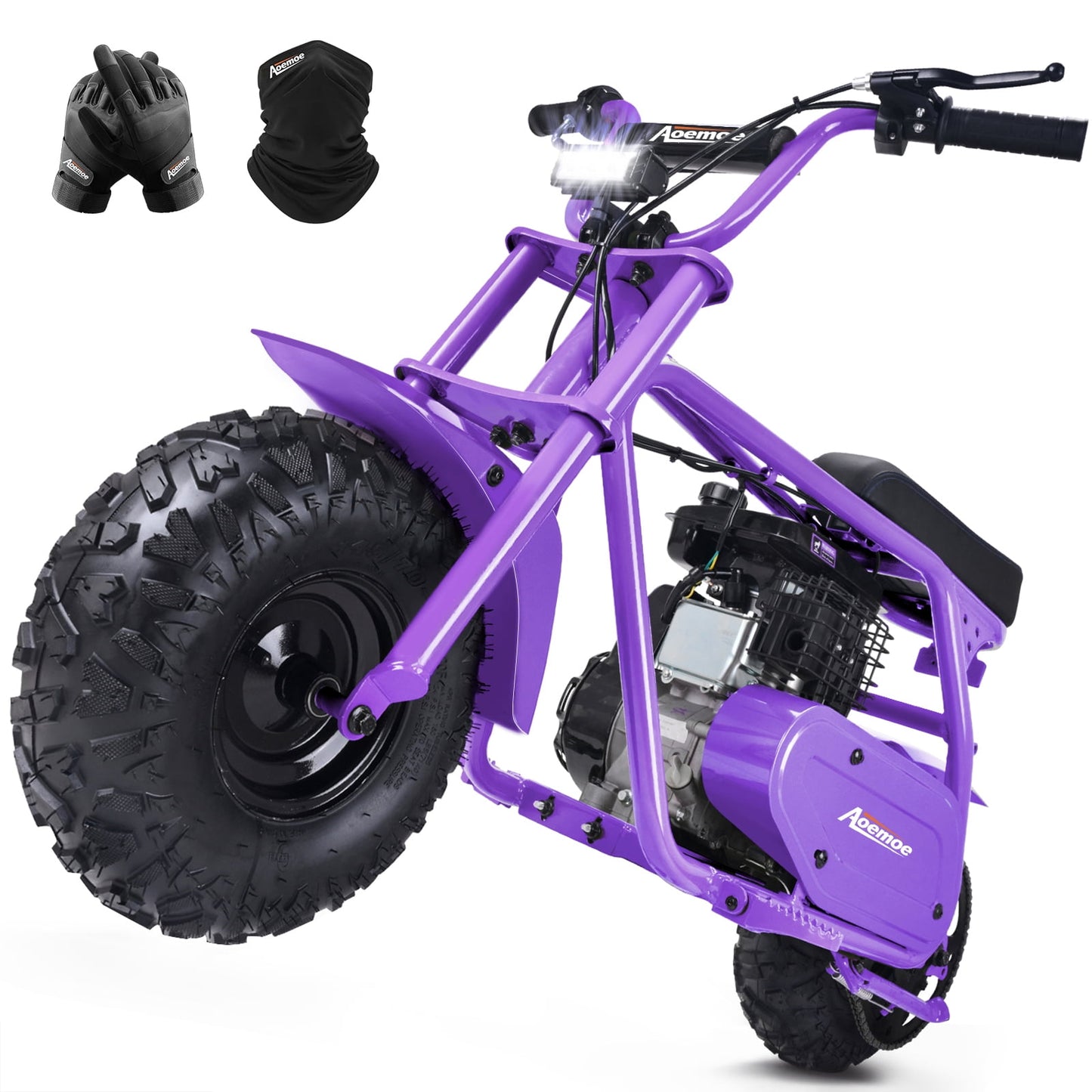 Aoemoe MB001 Gas Powered Mini Dirt Bike 99CC for Teens and Adults, 22MPH Off Road Motorcycle, Weight Support Up to 200 LBS - Purple