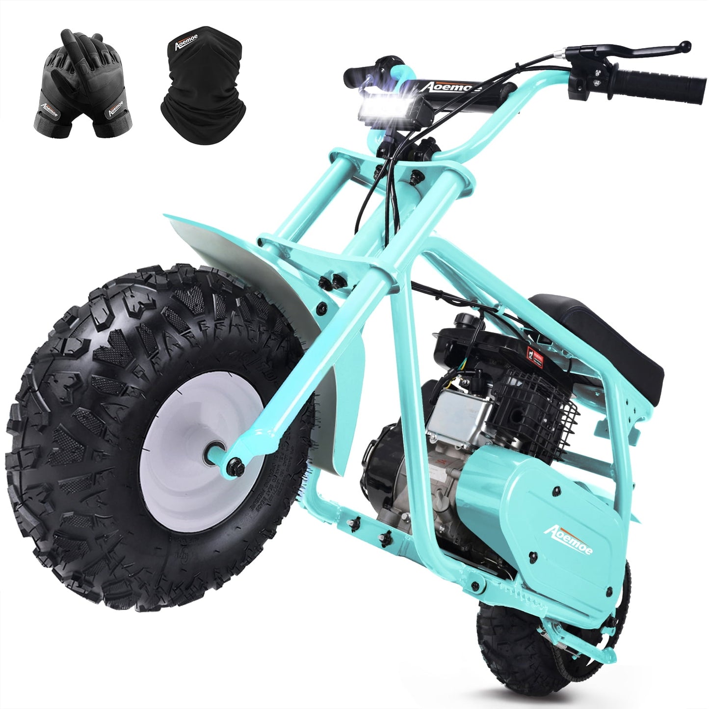 Aoemoe MB001 Gas Powered Mini Dirt Bike 99CC for Teens and Adults, 22MPH Off Road Motorcycle, Weight Support Up to 200 LBS - Teal
