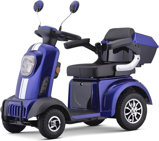 Aoemoe 4-Wheel Mobility Scooter, Electric Heavy Duty Wheelchair, 500 Lb Limit, Blue