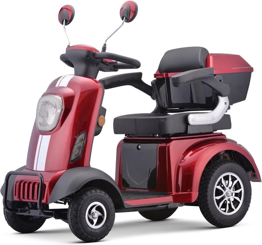 Aoemoe 4-Wheel Mobility Scooter, Electric Heavy Duty Wheelchair, 500 Lb Limit, Red