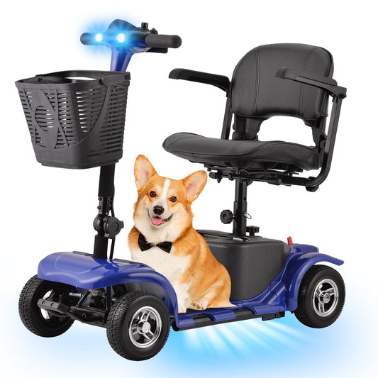Aoemoe 4 wheeled Elderly Mobility Scooters are Suitable for the Elderly&Adult(Blue)