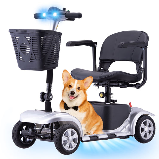 Aoemoe 4 wheeled Elderly Mobility Scooters are Suitable for the Elderly&Adult(Sliver)