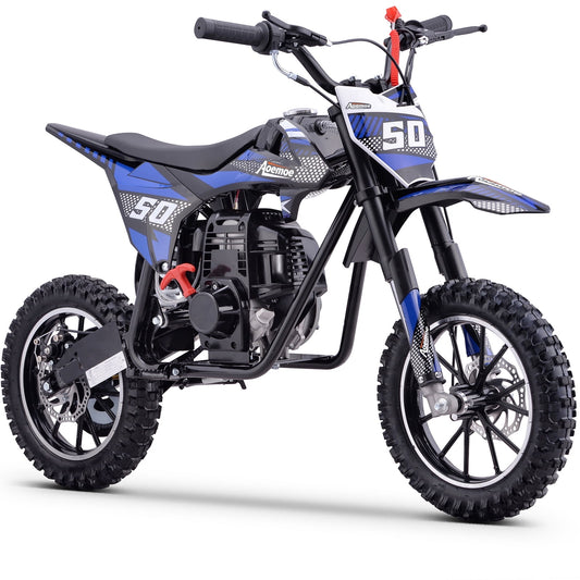 Aoemoe 40cc 4-Stroke Kids Mini Dirt Bike, Gas Powered, Rear Suspension & Disc Brakes, 20Mph/165Lbs,Blue