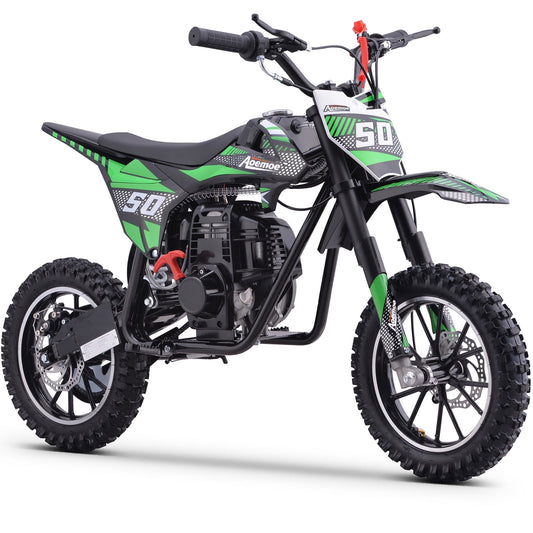 Aoemoe 40cc 4-Stroke Kids Mini Dirt Bike, Gas Powered, Rear Suspension & Disc Brakes, 20Mph/165Lbs,Green