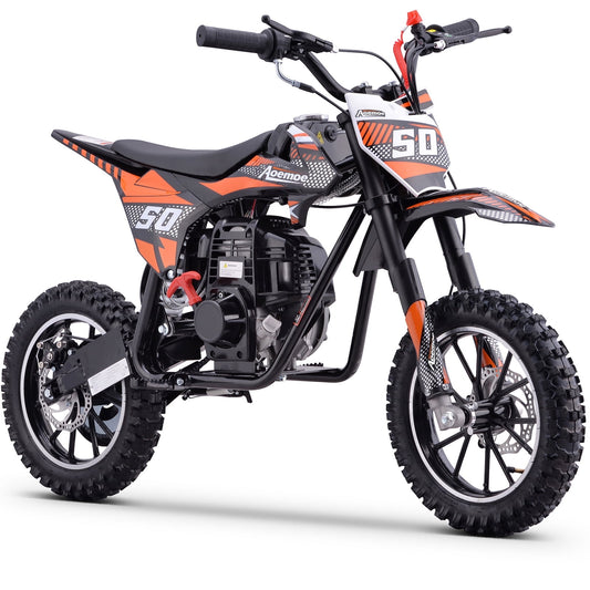 Aoemoe 40cc 4-Stroke Kids Mini Dirt Bike, Gas Powered, Rear Suspension & Disc Brakes, 20Mph/165Lbs,Orange