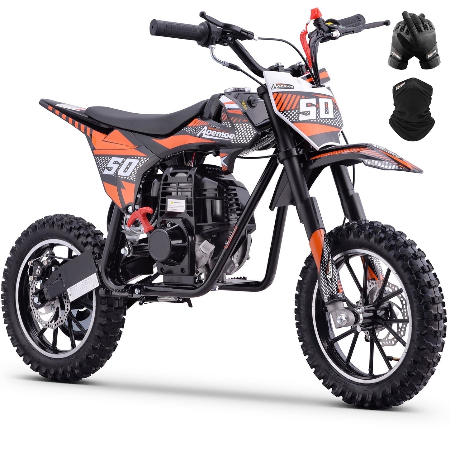 Aoemoe 39cc 4-Stroke Kids Mini Dirt Bike, Gas Powered, Rear Suspension & Disc Brakes, 20Mph/165Lbs,Orange