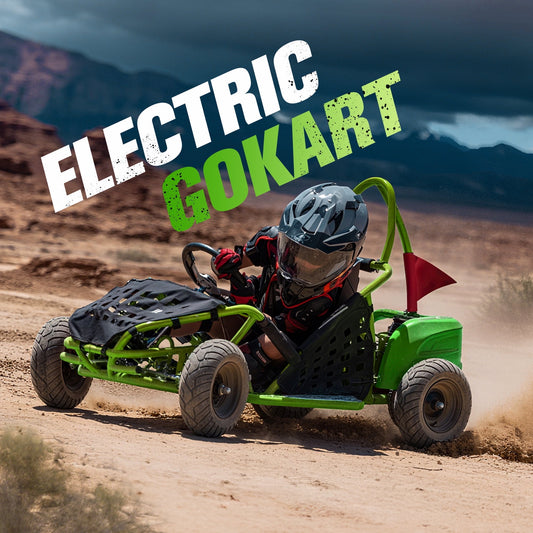 Aoemoe 48V Electric Go-Kart 1000W Brushless Speed Machine, 20 mph Top, 13" All-Terrain Tires, Tubular Steel Frame, 3-Step Lock, Hydraulic Disc Brake,Green