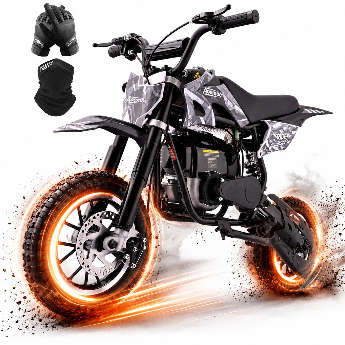 Aoemoe 49cc Kids Dirt Bike, Gasoline Powered 2-Stroke Mini Motorcycle, 1-Seater, Black
