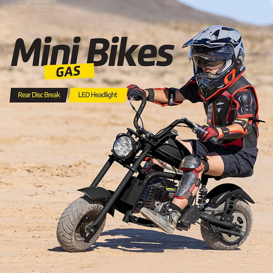 Aoemoe 49cc Gas Mini Chopper for Teens & Adults, Dirt Bike with Headlight, Rear Shock, Disc Brakes, 20MPH, Black