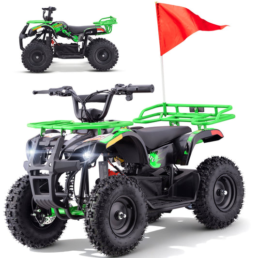 Aoemoe 500W 36V Battery-Powered Ride-On Off-Road 4-Wheeler – 15 Mile Range, Green