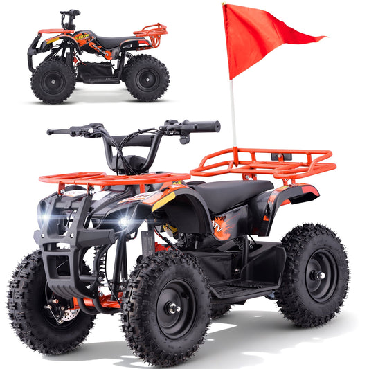 Aoemoe 500W 36V Battery-Powered Ride-On Off-Road 4-Wheeler – 15 Mile Range, Orange