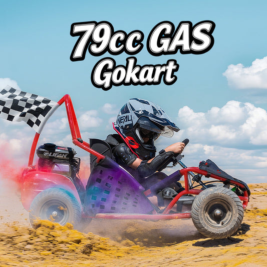 Aoemoe 79cc Go Kart 20mph 4-Stroke Single Seat Gas Powered Race Kart for Kids 8-12, 2.5 HP, No Oil Mix, Red