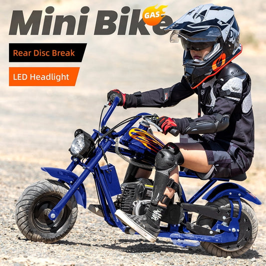 Aoemoe Gas Mini Chopper Bike, DB004 Model 49.4 CC 2-Stroke Powered Mini Bike, Blue