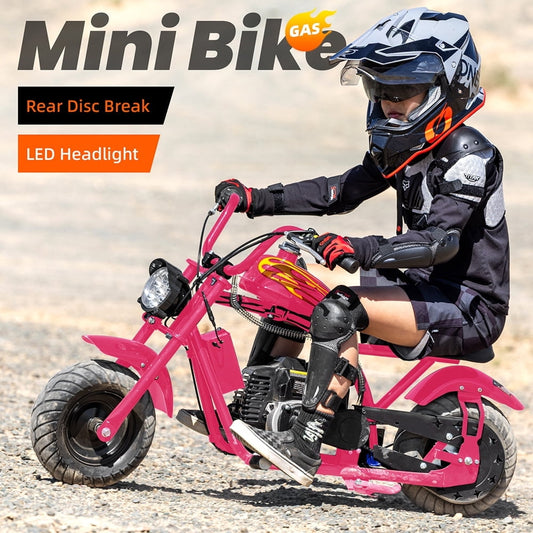 Aoemoe Gas Mini Chopper Bike, DB004 Model 49.4 CC 2-Stroke Powered Mini Bike, Pink