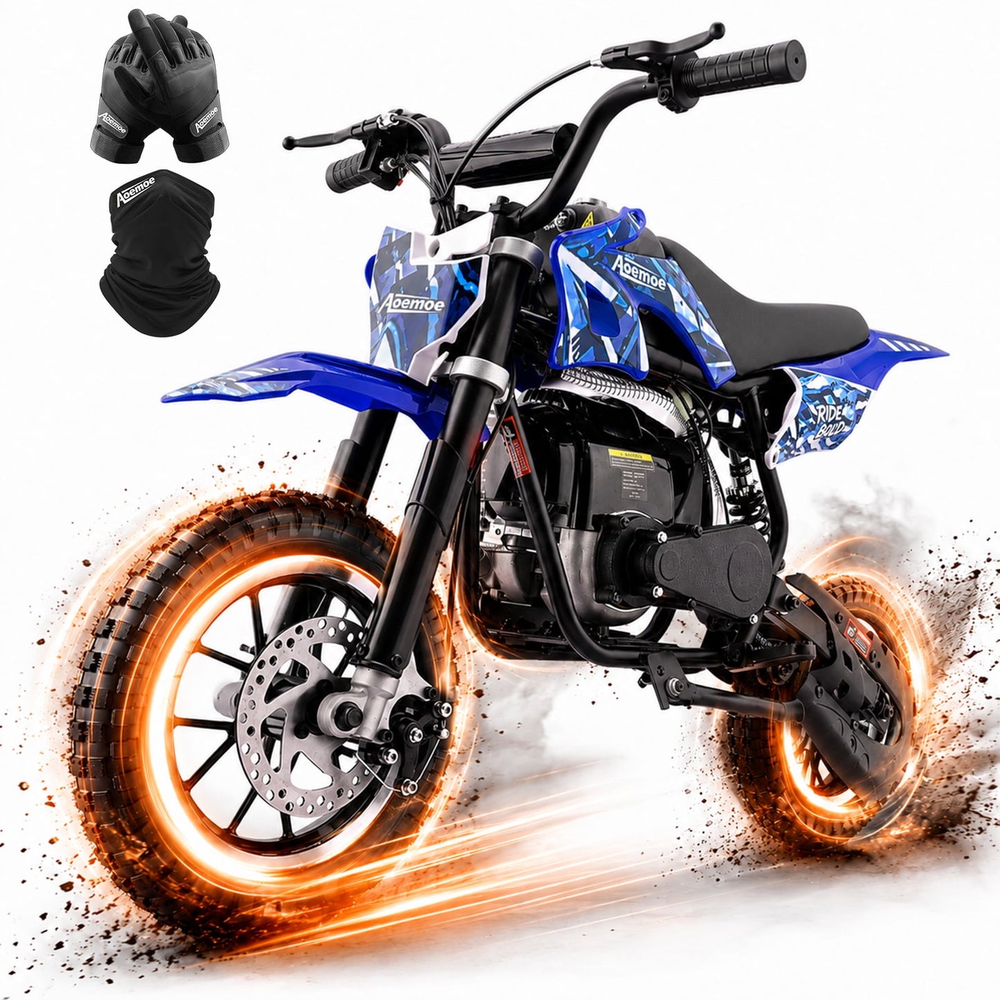 Aoemoe 49cc Kids Dirt Bike, Gasoline Powered 2-Stroke Mini Motorcycle, 1-Seater, Blue