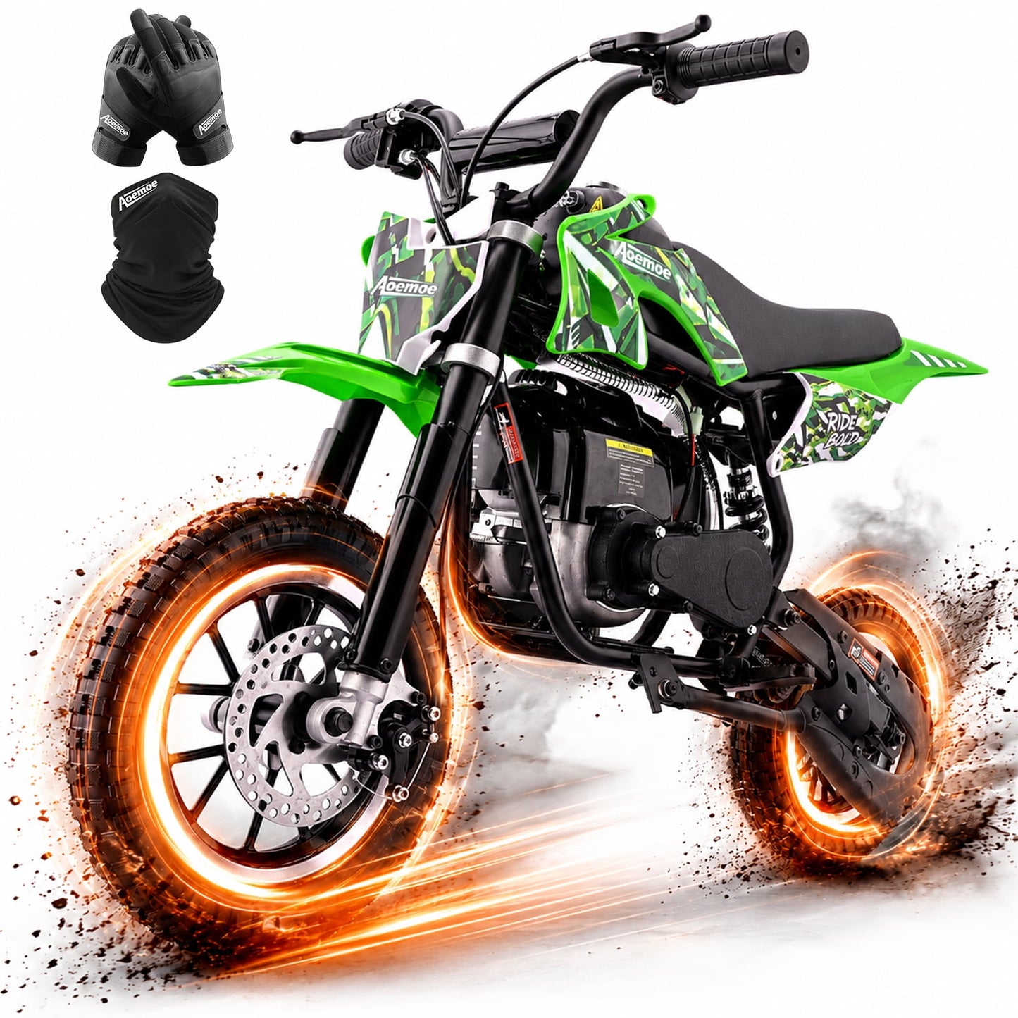 Aoemoe 49cc Kids Dirt Bike, Gasoline Powered 2-Stroke Mini Motorcycle, 1-Seater, Green