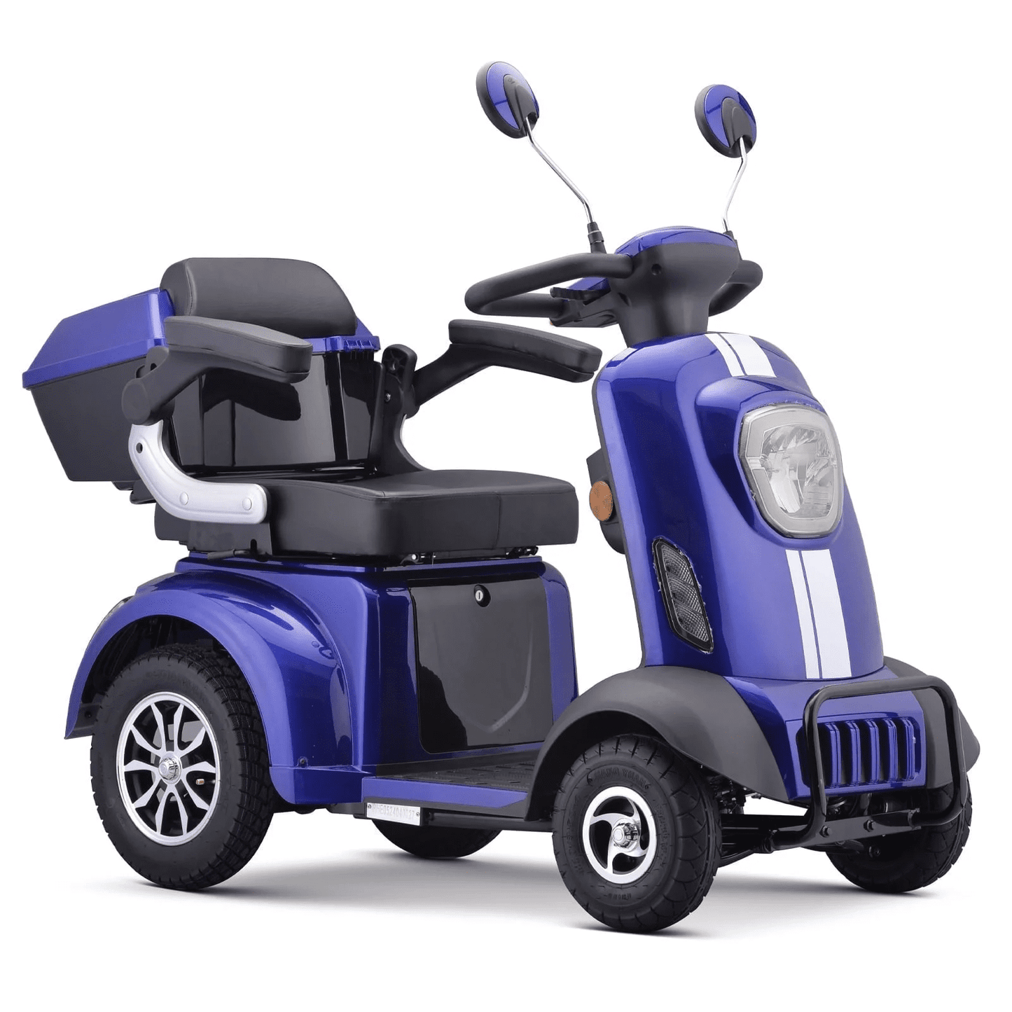 Large Electric 4-Wheel Mobility Scooter, (E05) Heavy Duty Wheelchair Device 500 LBS Capacity for Seniors & Adults, Assembled in US, Ship Fully Assembled and Ready to Ride (Blue)