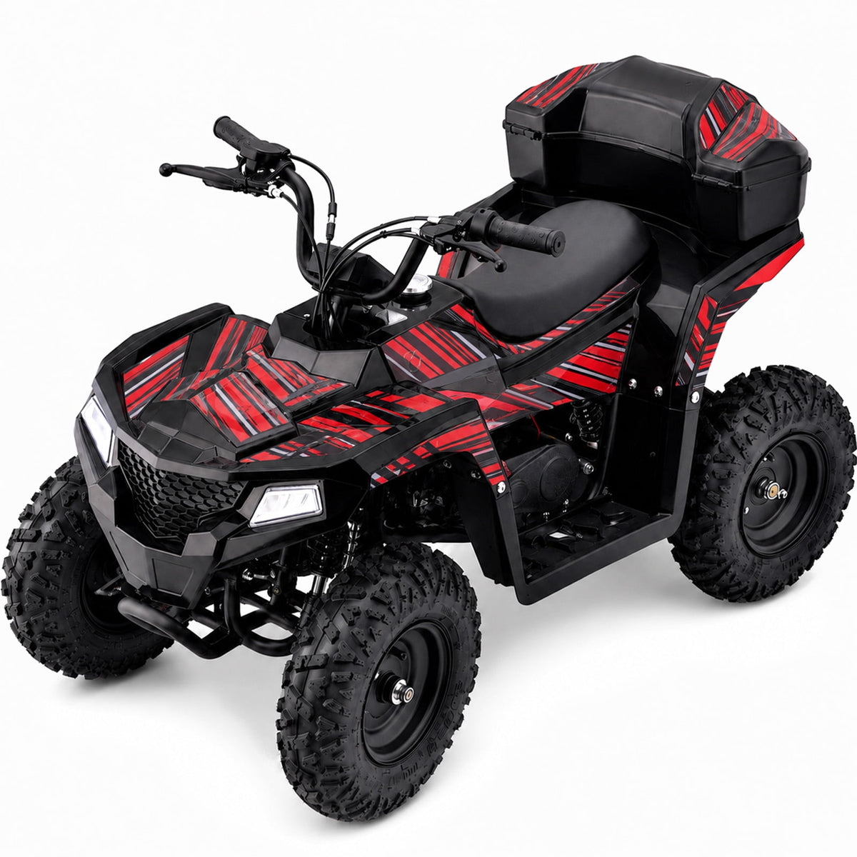 Aoemoe 40cc 4-Stroke Youth Ride-On for Ages 13+, Fuel Powered Pull Start with Front & Rear Disc Brakes, Adjustable Top Speed Up to 15 MPH, Safety Flag & Parental Speed Control, Red