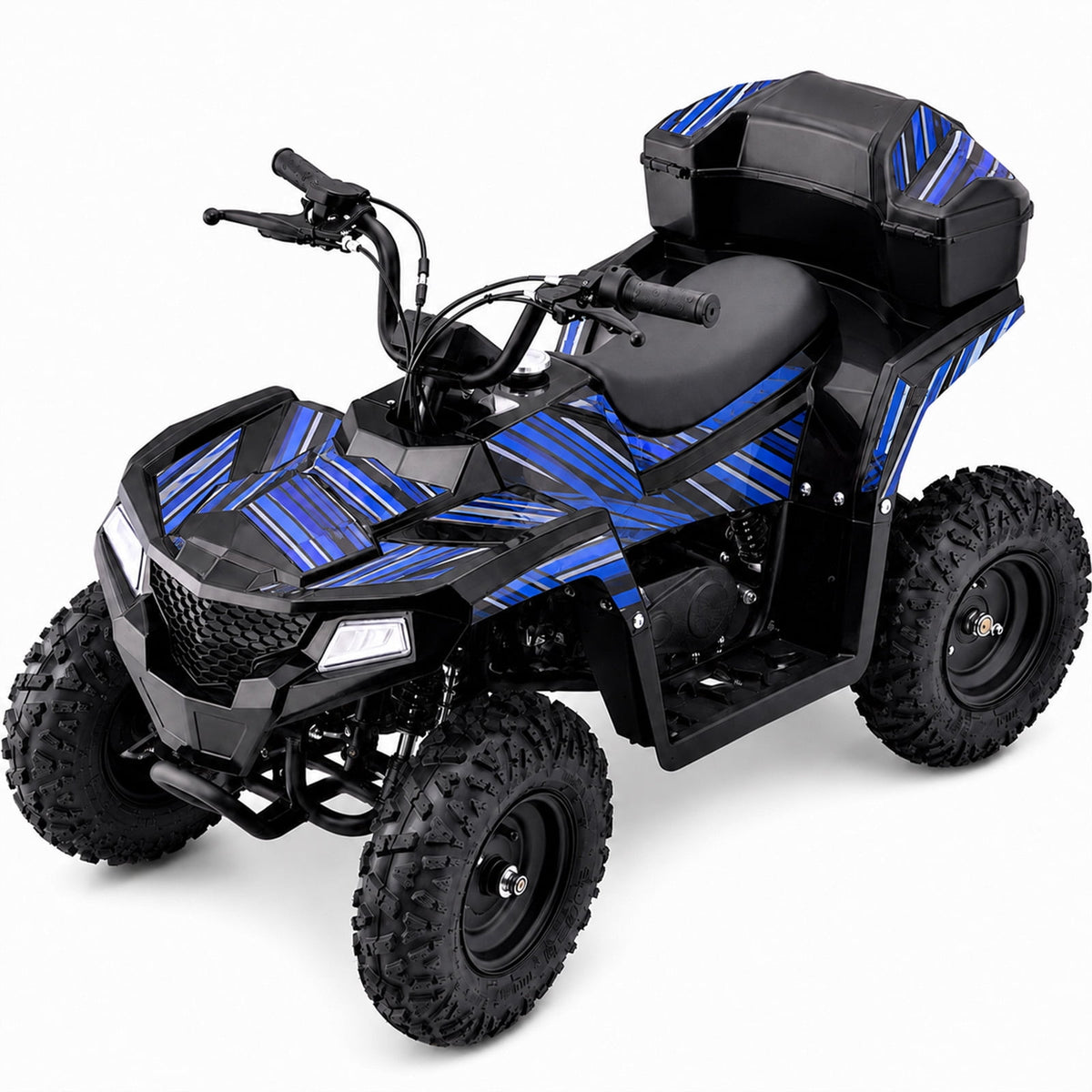 Aoemoe 40cc 4-Stroke Youth Ride-On for Ages 13+, Fuel Powered Pull Start with Front & Rear Disc Brakes, Adjustable Top Speed Up to 15 MPH, Safety Flag & Parental Speed Control, Blue